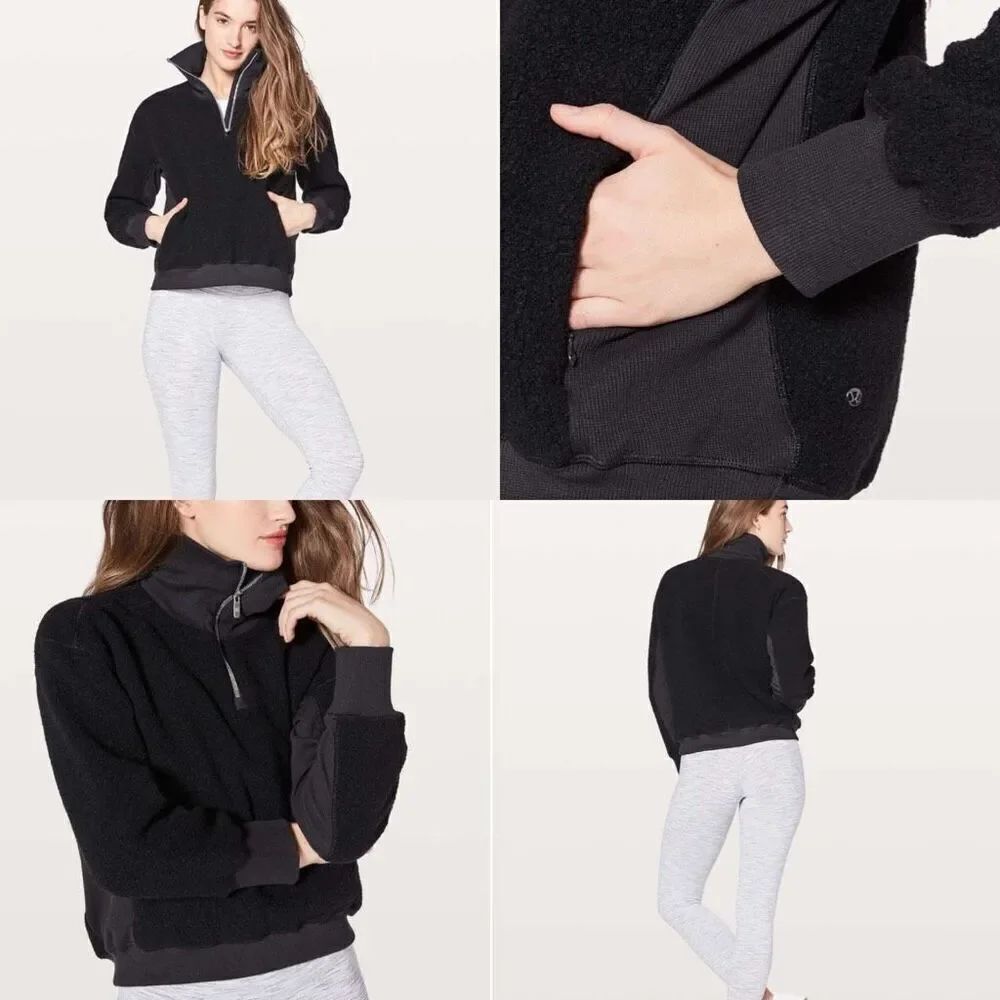 Lululemon Stand Out Sherpa 1/2 Zip Black size 4